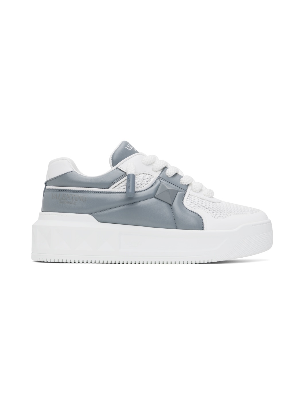White & Gray One Stud XL Low-Top Sneakers - 1