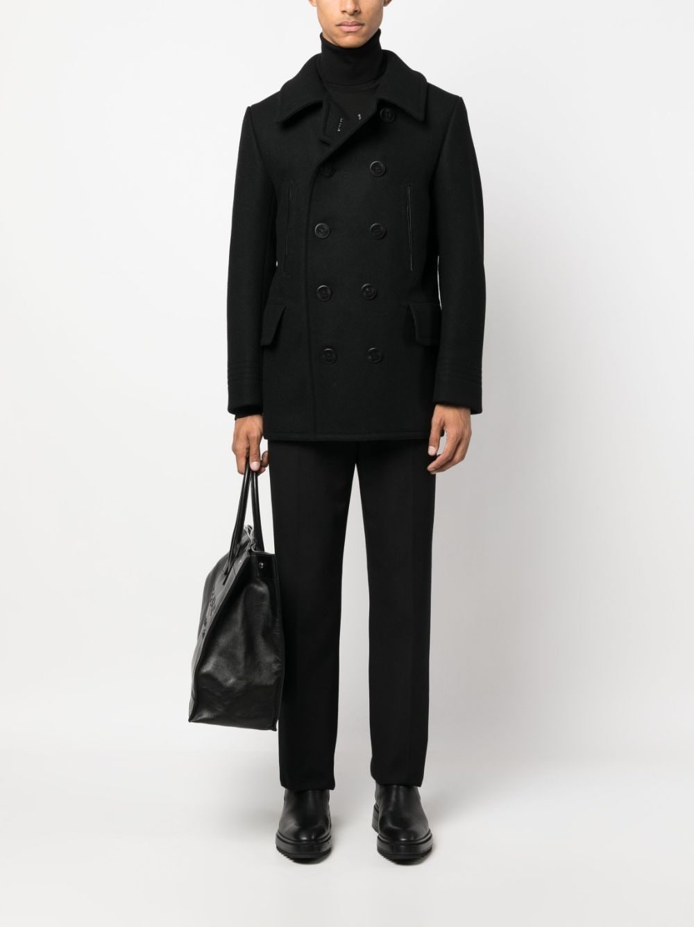 Melton-wool blend peacoat - 2