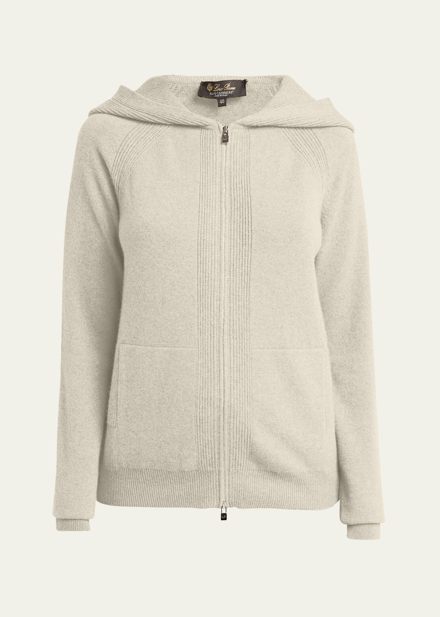 Merano Cashmere Zip-Front Hoodie Sweater - 1