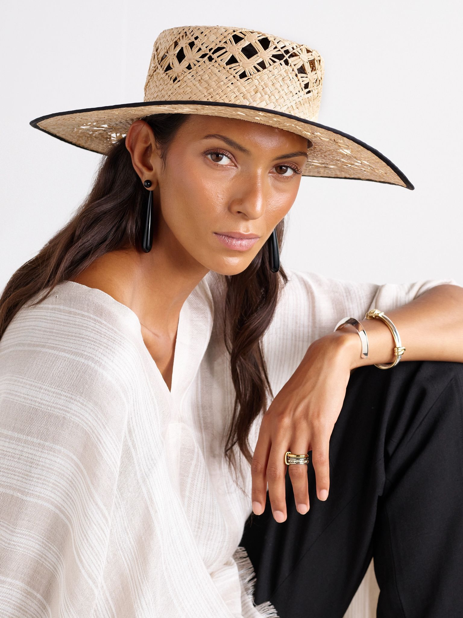 Artemisia grosgrain-trimmed straw hat Neutral - 2