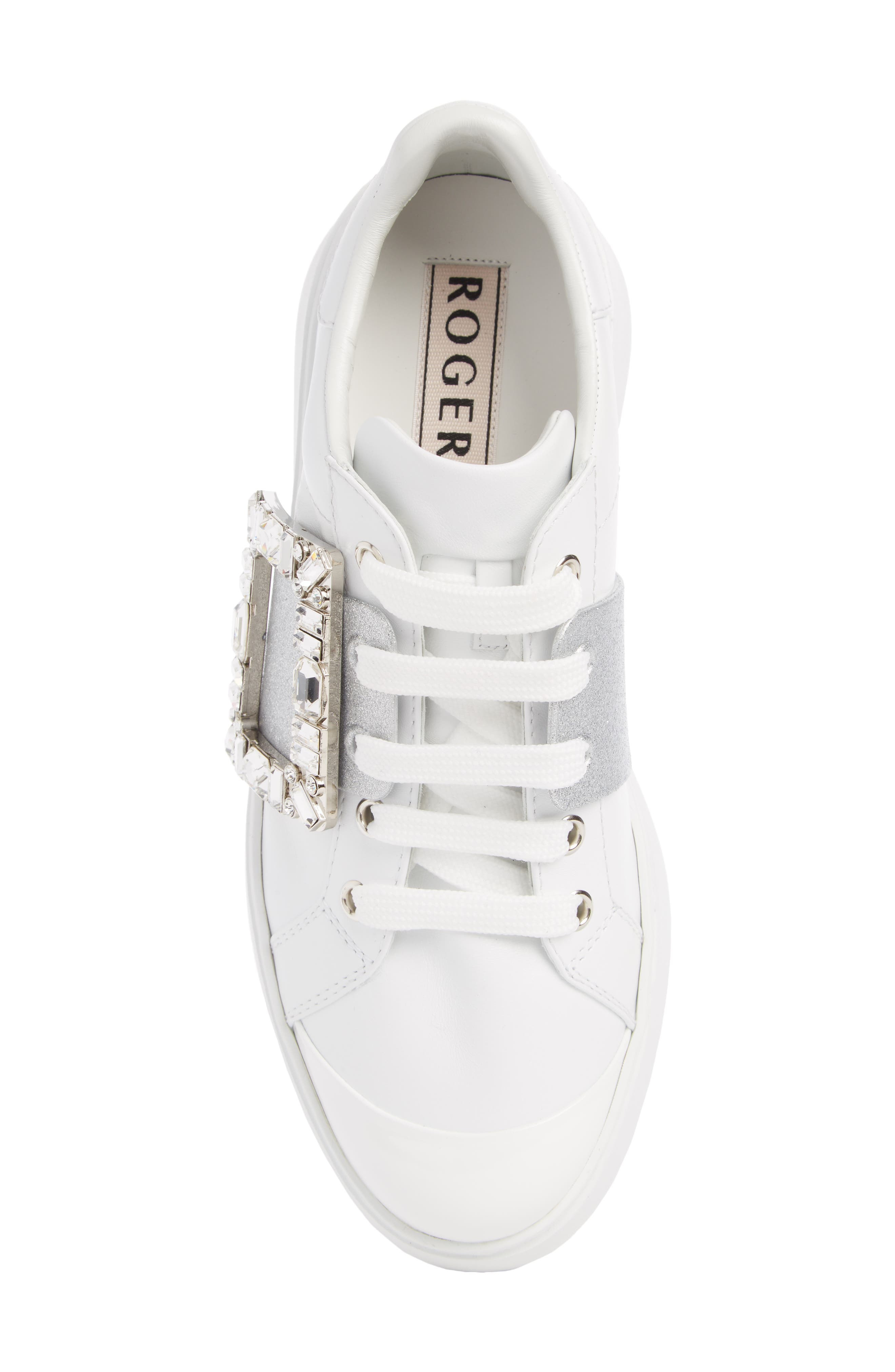 Roger Vivier Viv Skate Crystal Buckle Sneaker in White at Nordstrom - 4
