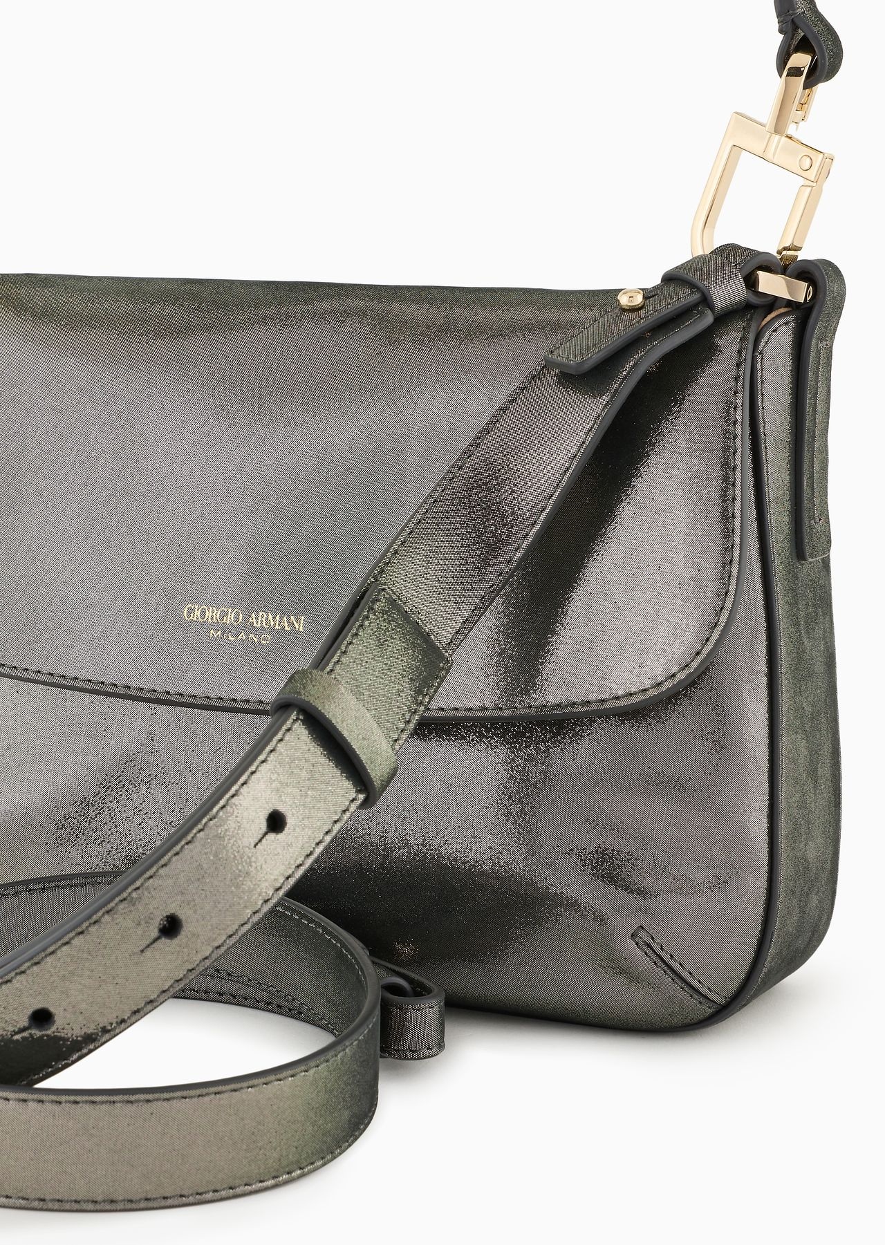 Shimmering nubuck small Baguette bag la Prima Soft - 5