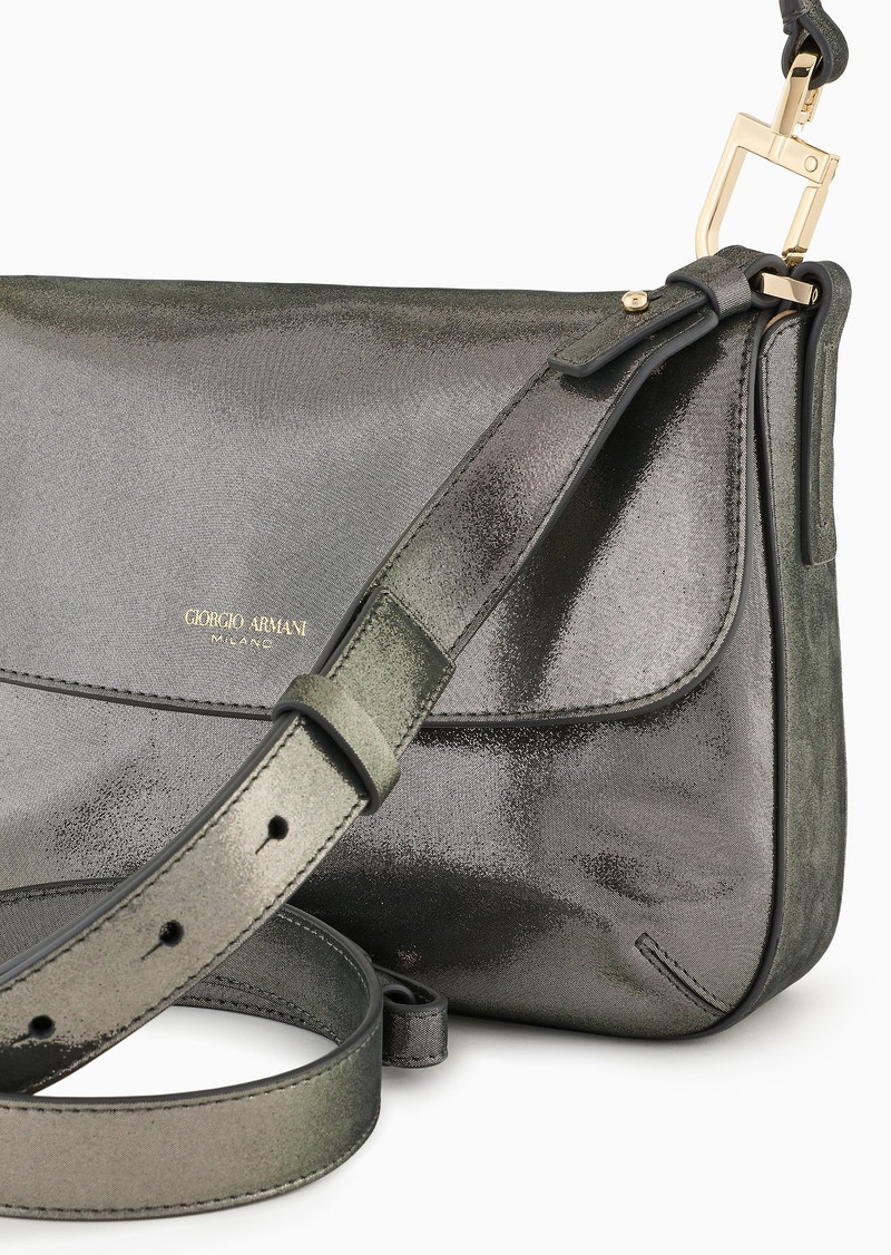 Shimmering nubuck small Baguette bag la Prima Soft 5