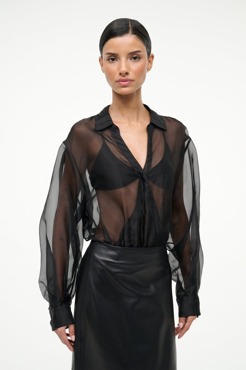 STAUD EVE SILK BODYSUIT BLACK 1