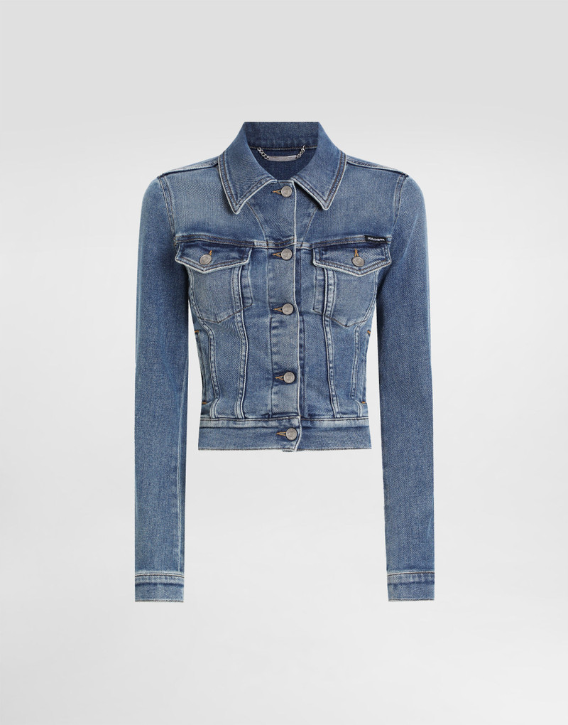 Cropped cotton denim jacket 1