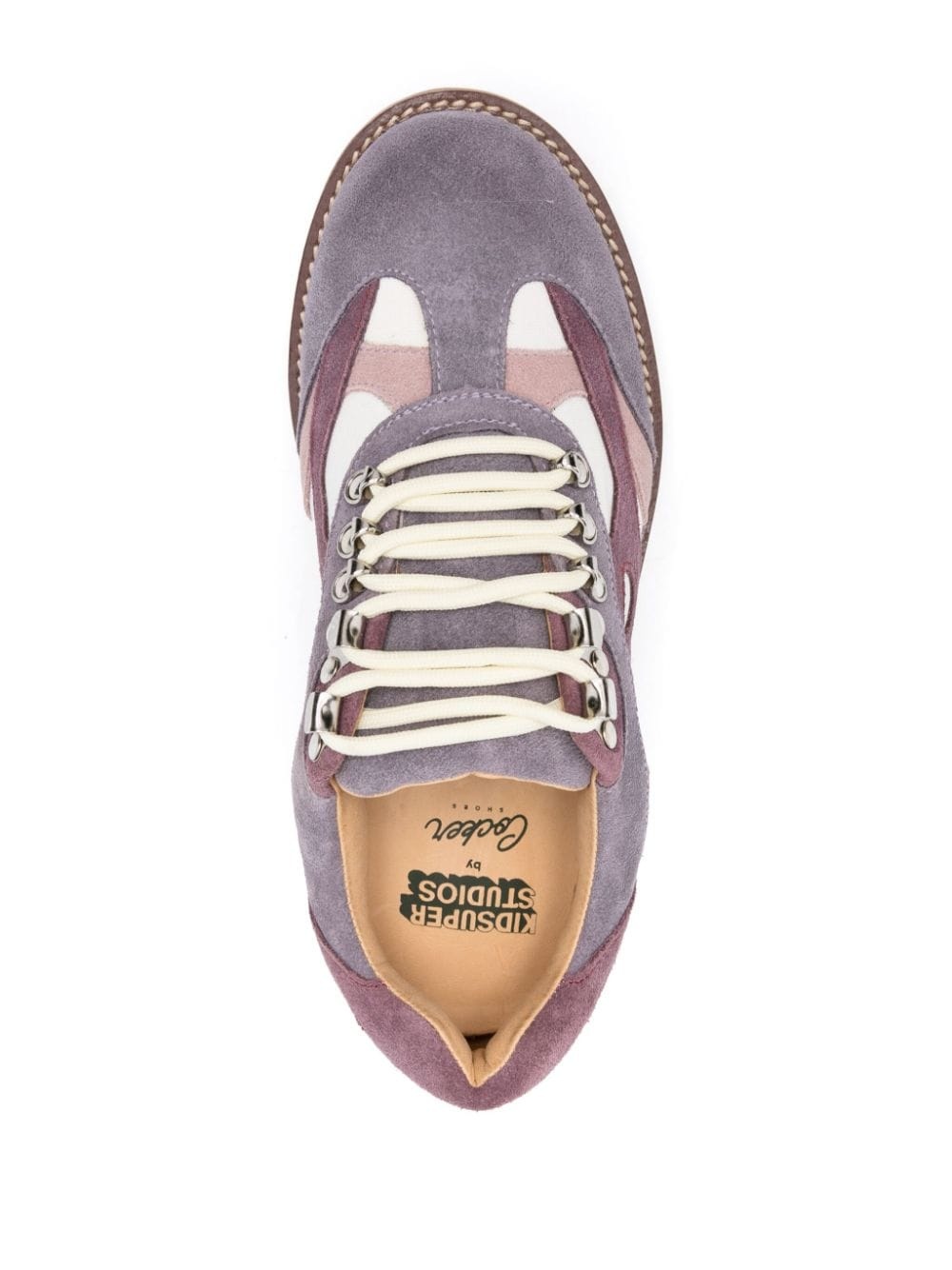 panelled suede derby shoes - 4