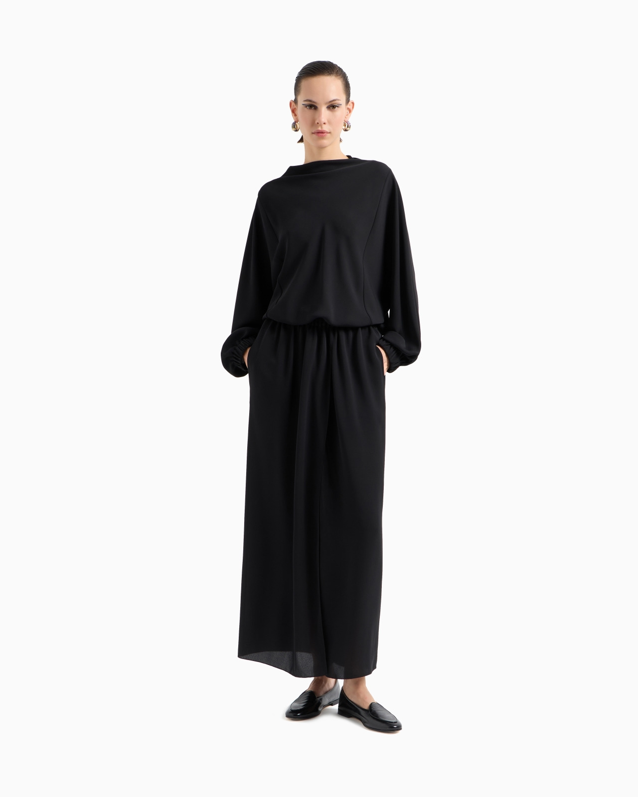LONG TRIPLE SILK GEORGETTE DRESS - 4