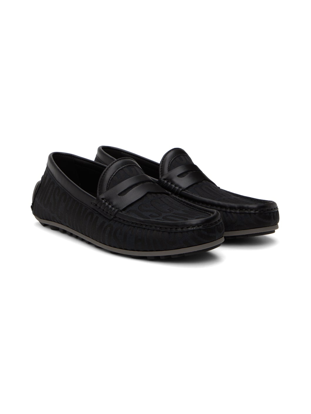 Black Allover Logo Driving Loafers - 4
