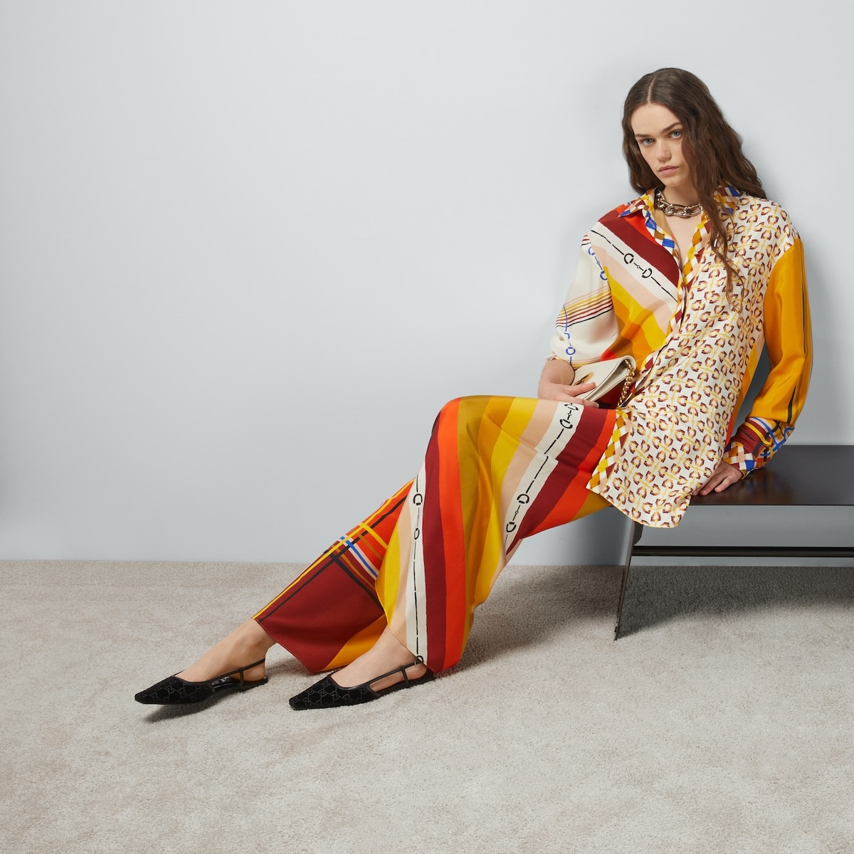 Heritage patchwork print silk pant - 5