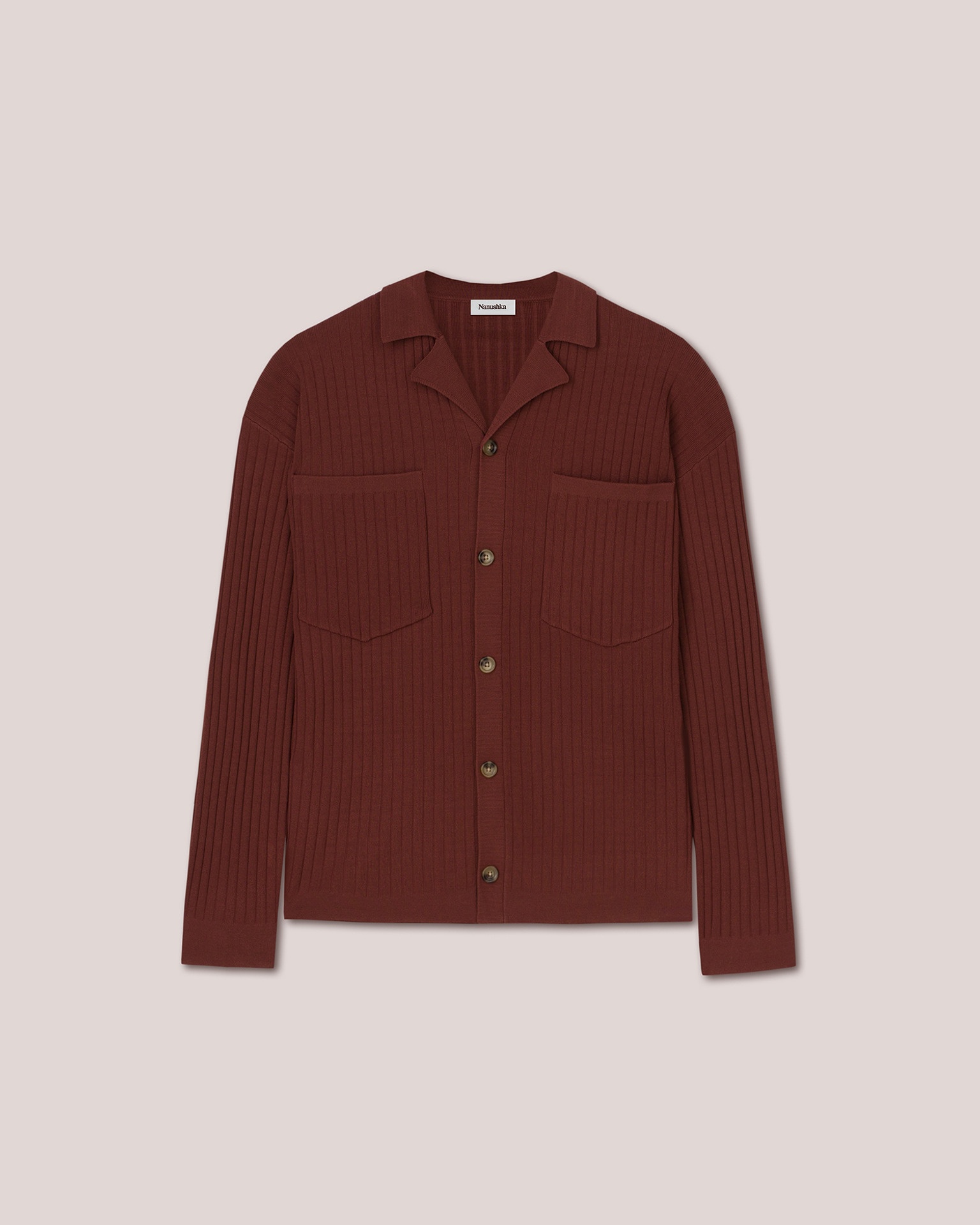 TORBEN - Viscose rib long sleeve - Mahogany - 1