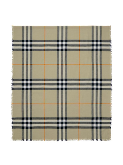 Burberry raw-cut checked wool scarf outlook