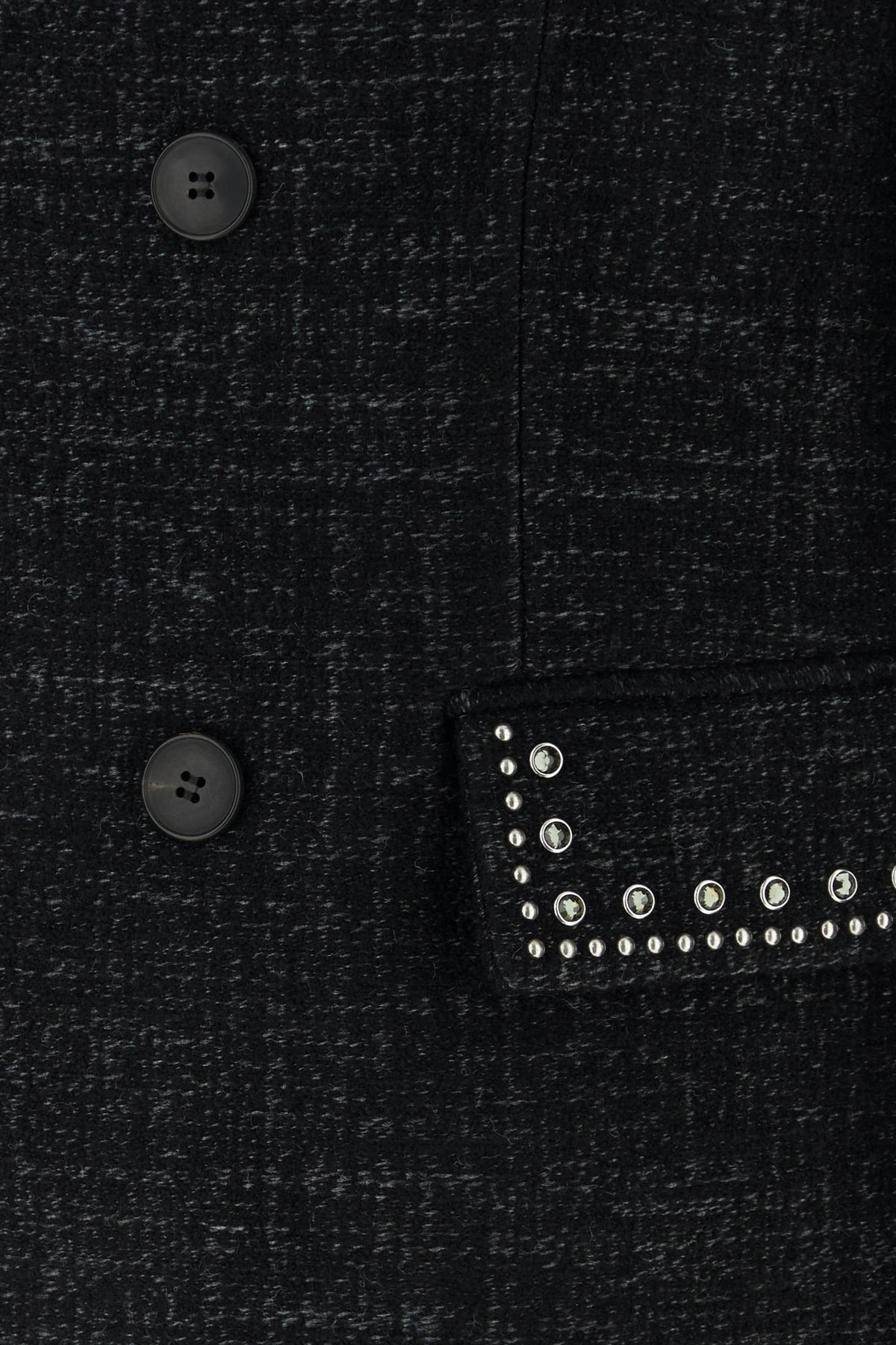 Melange black wool blend coat - 5