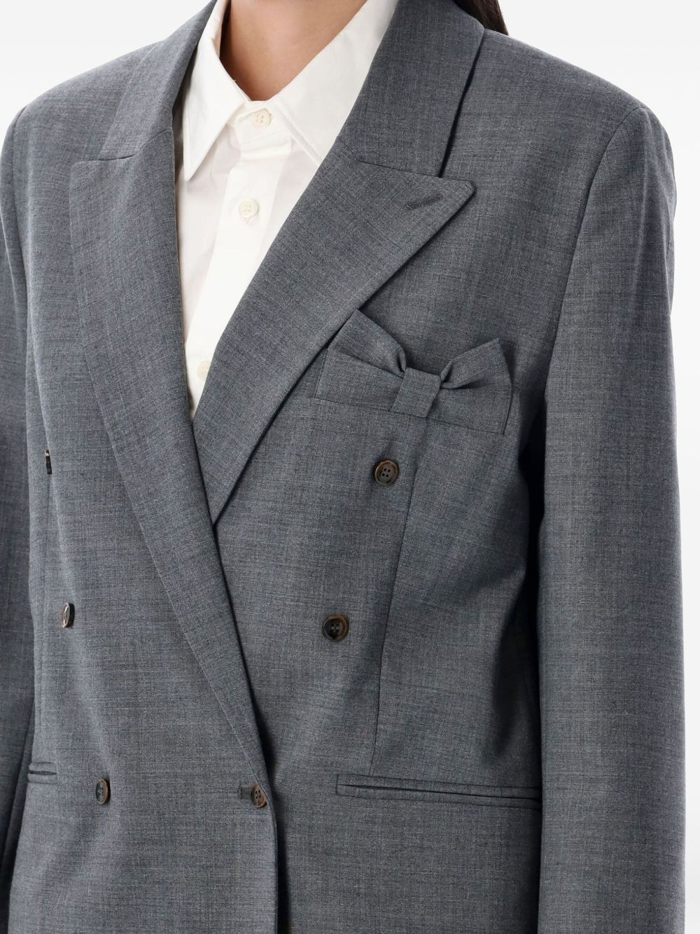 double-breasted bow-detail blazer - 3