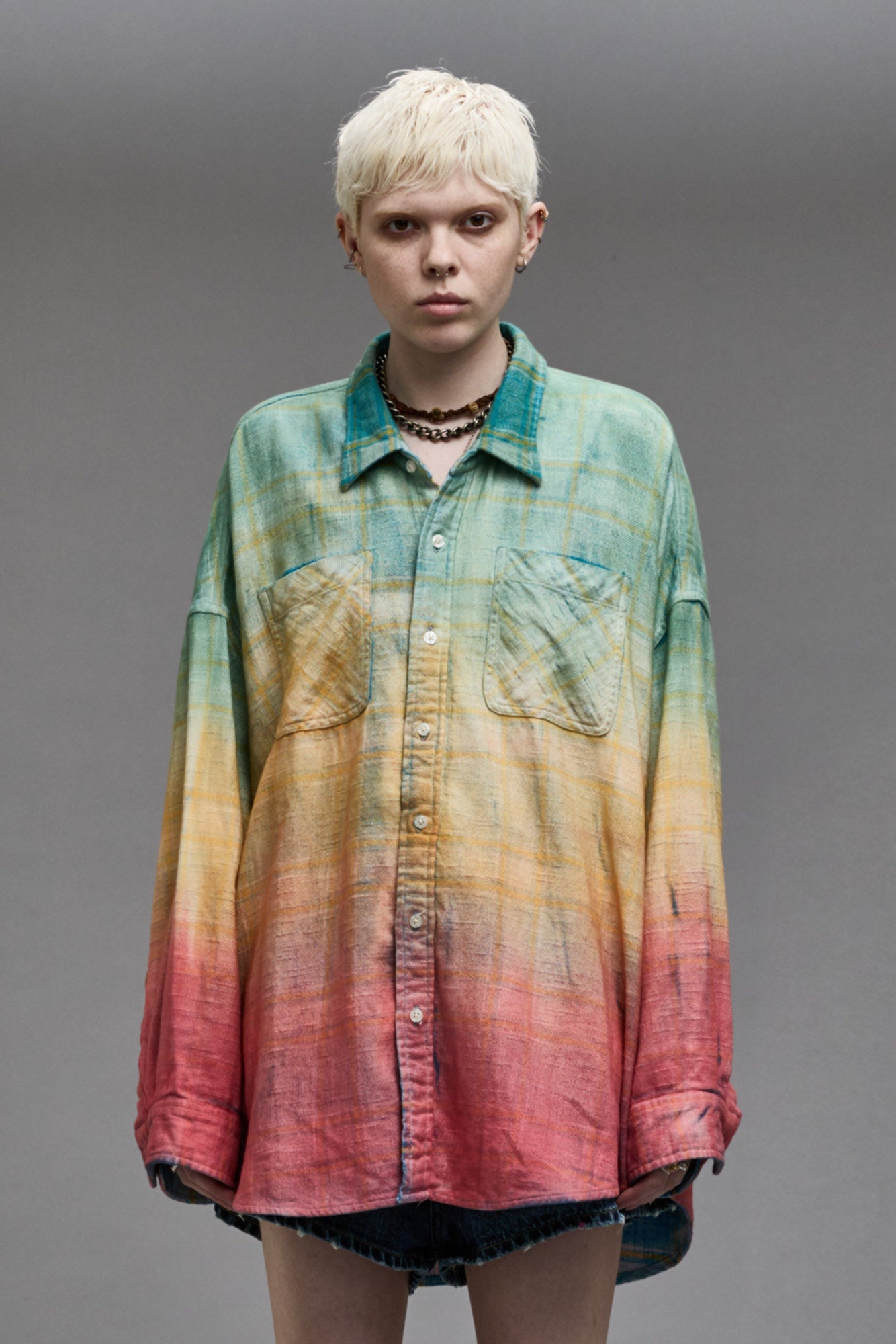 DROP NECK WORKSHIRT - PASTEL PLAID - 1