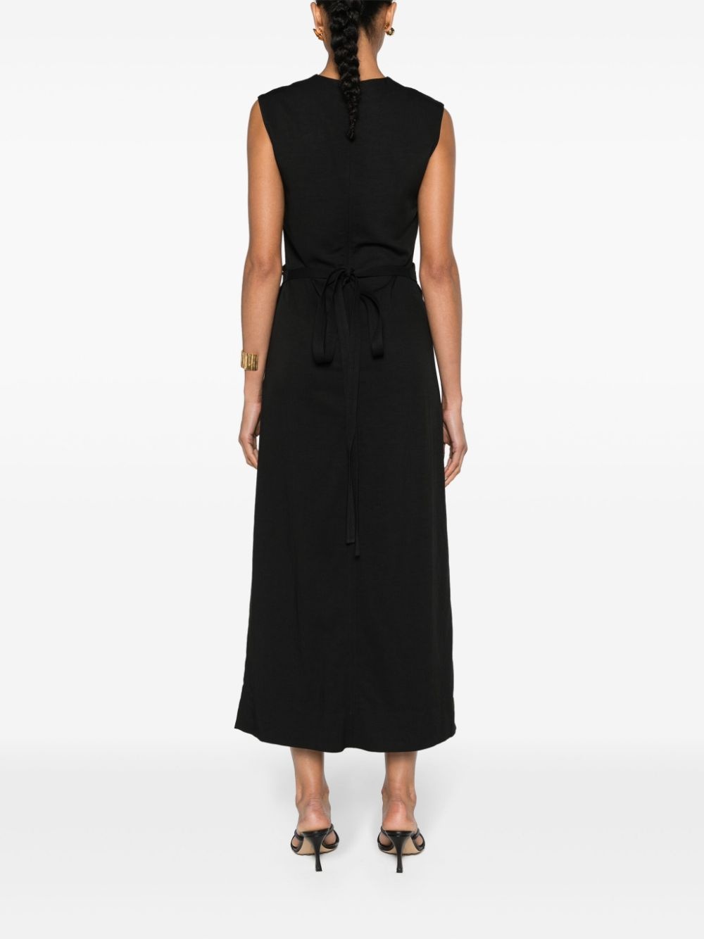 tie-waist sleeveless midi dress - 4