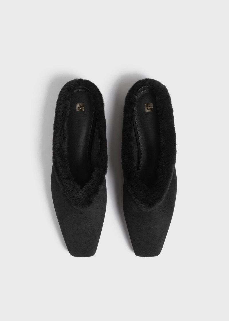 Shearling-edge slippers black 4