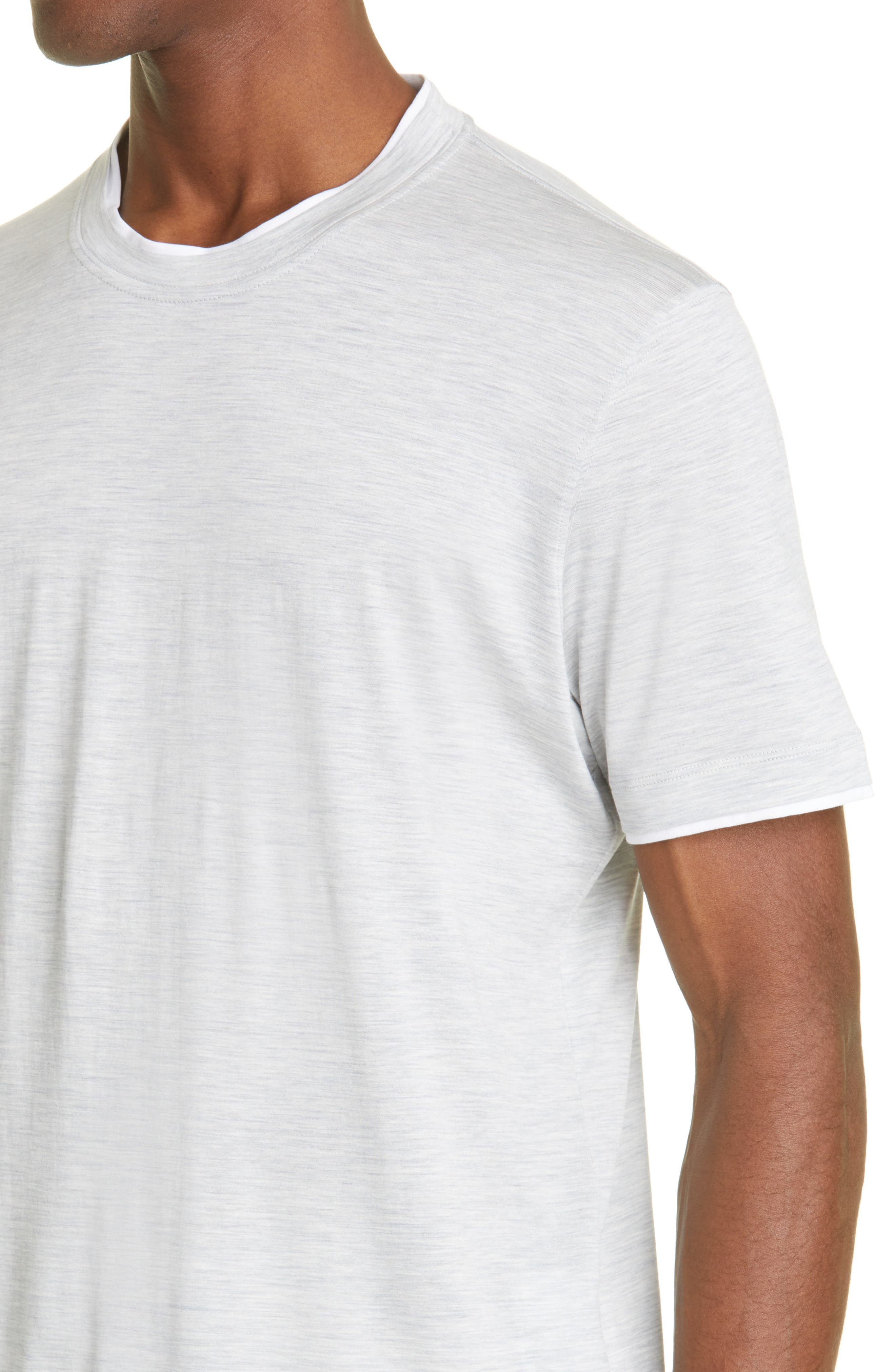 Brunello Cucinelli Men's Slim Fit Silk & Cotton T-Shirt in Cc559 Pearl Grey at Nordstrom - 4
