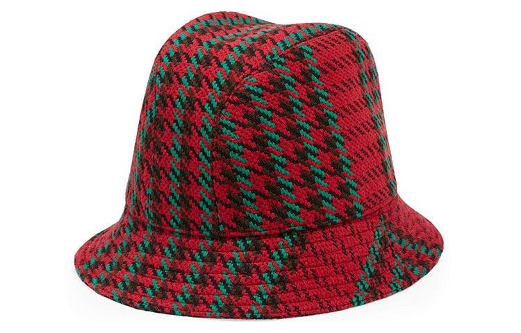 Gucci Houndstooth Wool Fedora With Interlocking G 'Red' 640876-4HABN-8200 - 3
