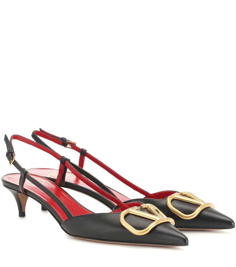 Valentino Garavani VLOGO leather slingback pumps - 1