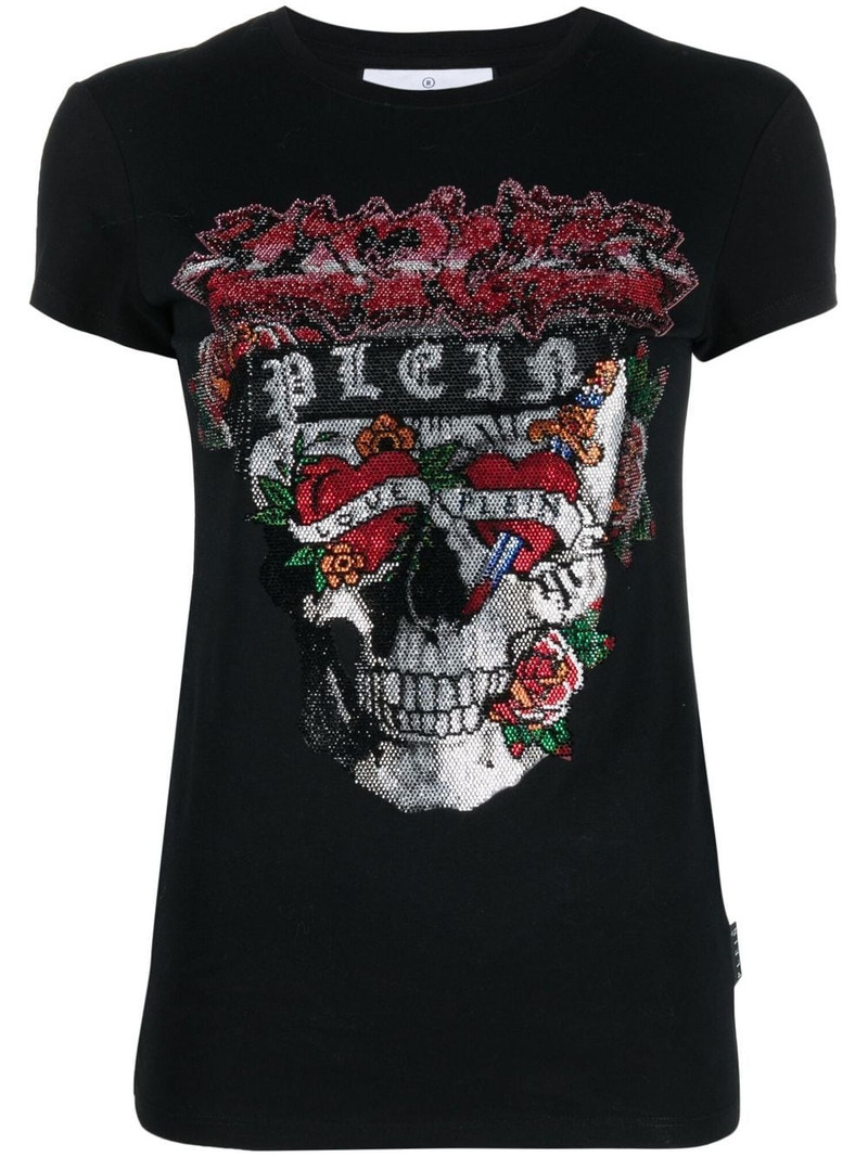 rhinestone-embellished short-sleeve T-shirt 1
