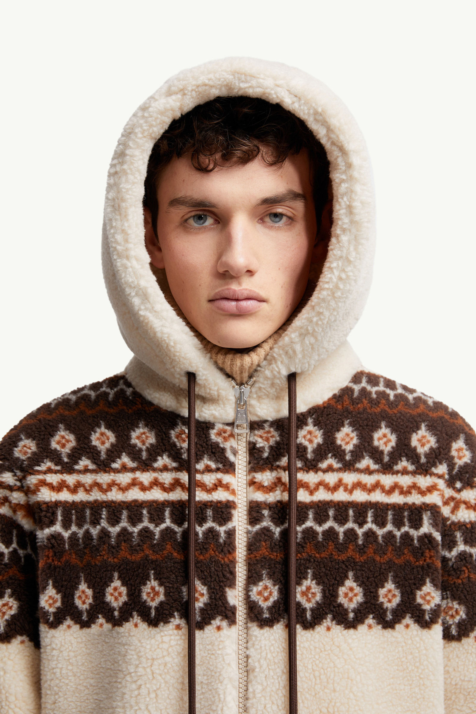 Geometric Jacquard Wool Blend Hoodie - 6