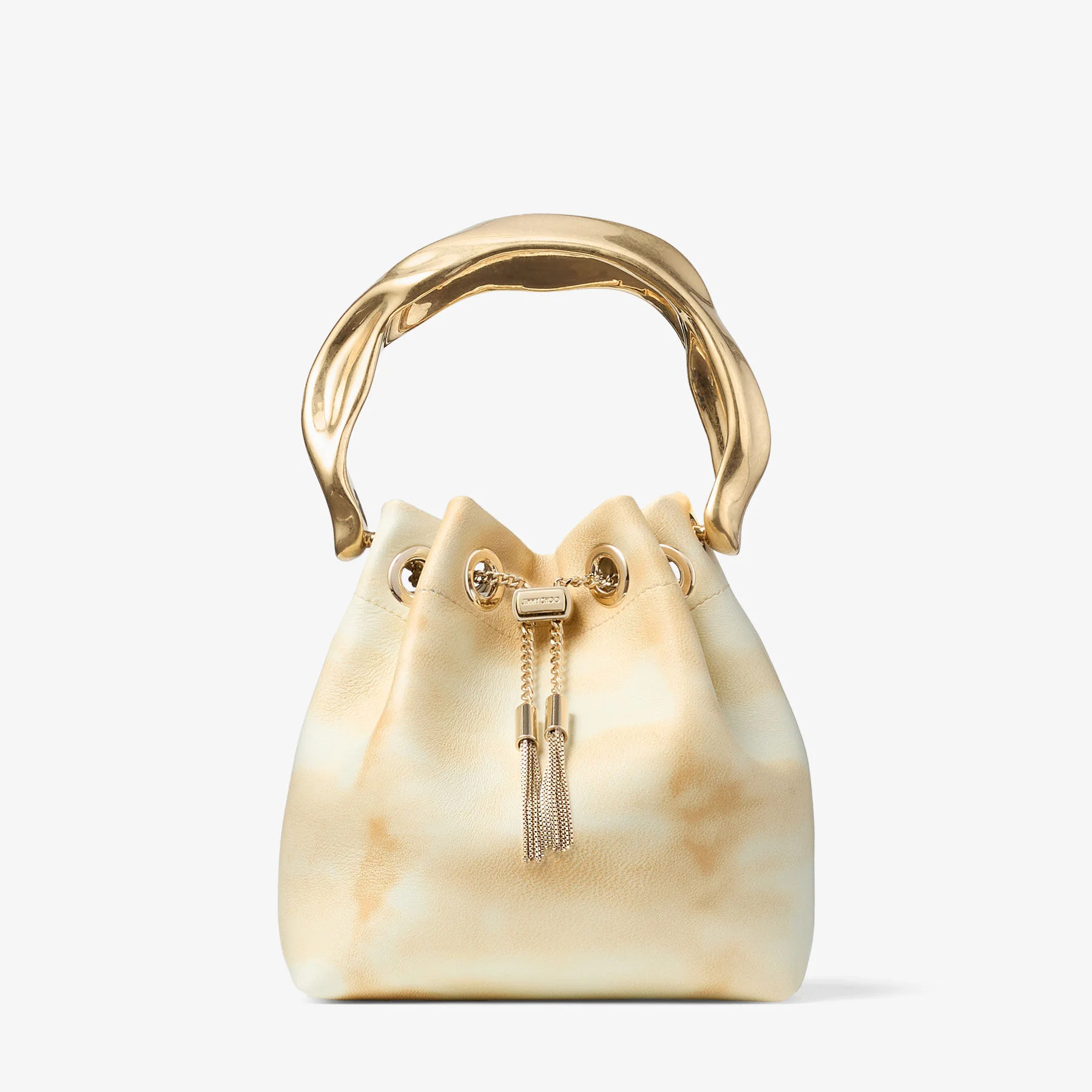 Bon Bon Natural Mix Tie Dye Leather Bucket Bag with Sculpted Handle - 1