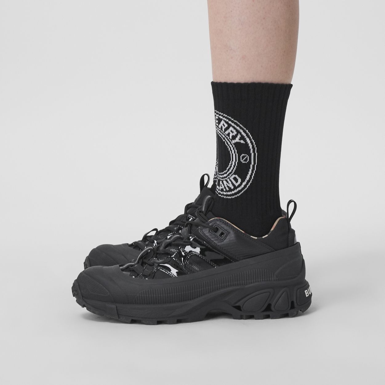 Logo Graphic Intarsia Technical Stretch Cotton Socks - 6