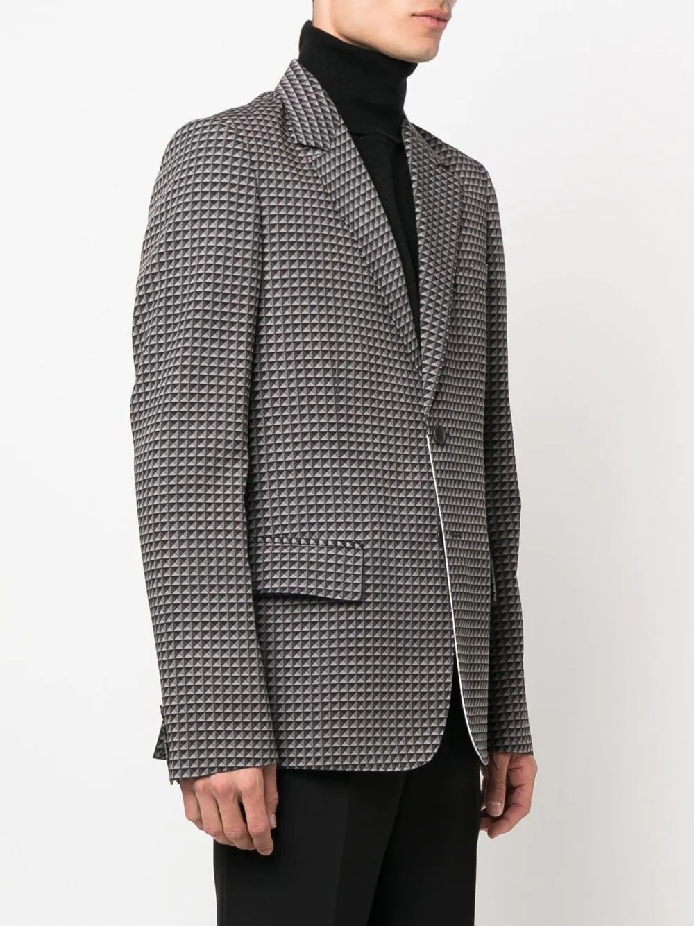 geometric-pattern print blazer - 3