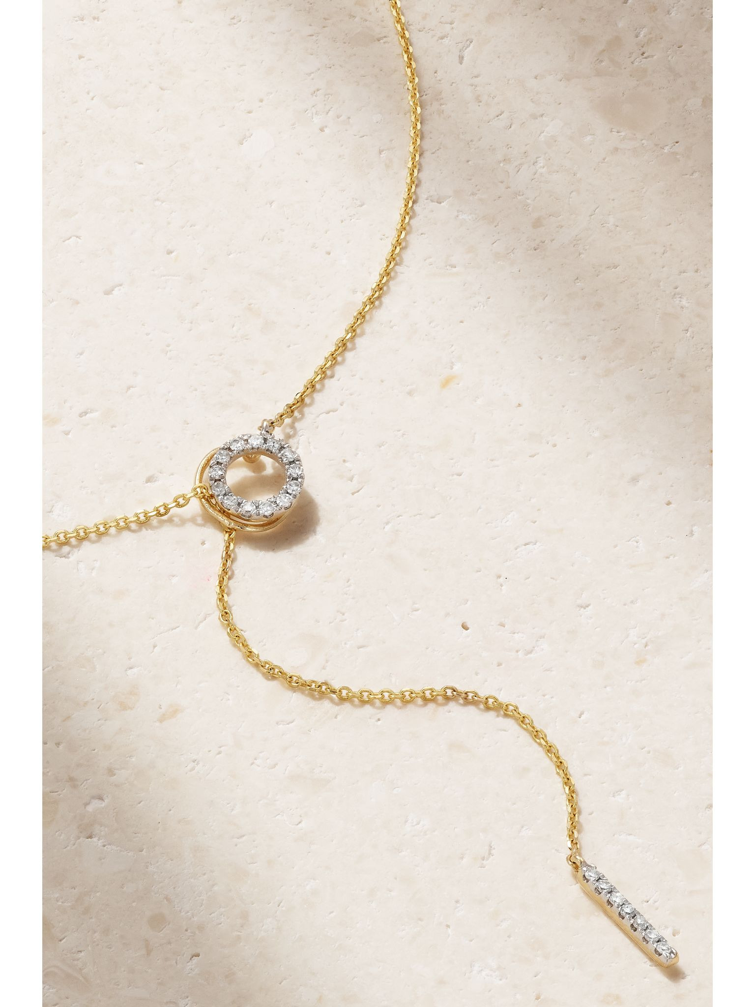 Open Circle 14-karat gold diamond necklace Gold - 3