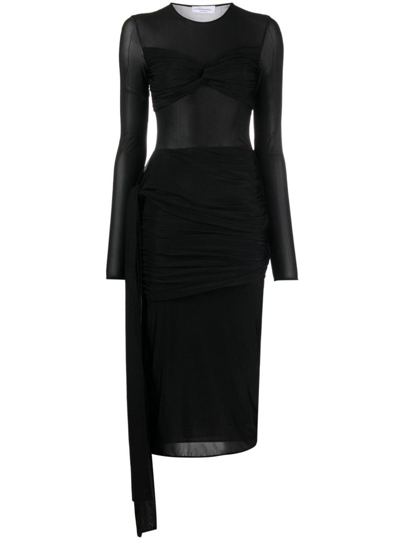 draped-detail midi dress 1