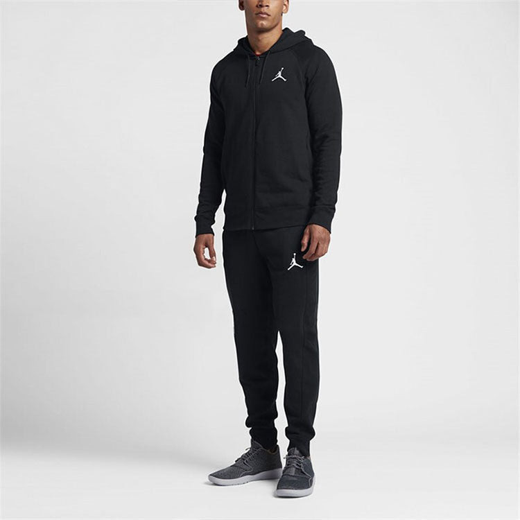 Air Jordan Embroidered Knit Hooded Jacket Men's Black AH3932-010 - 3