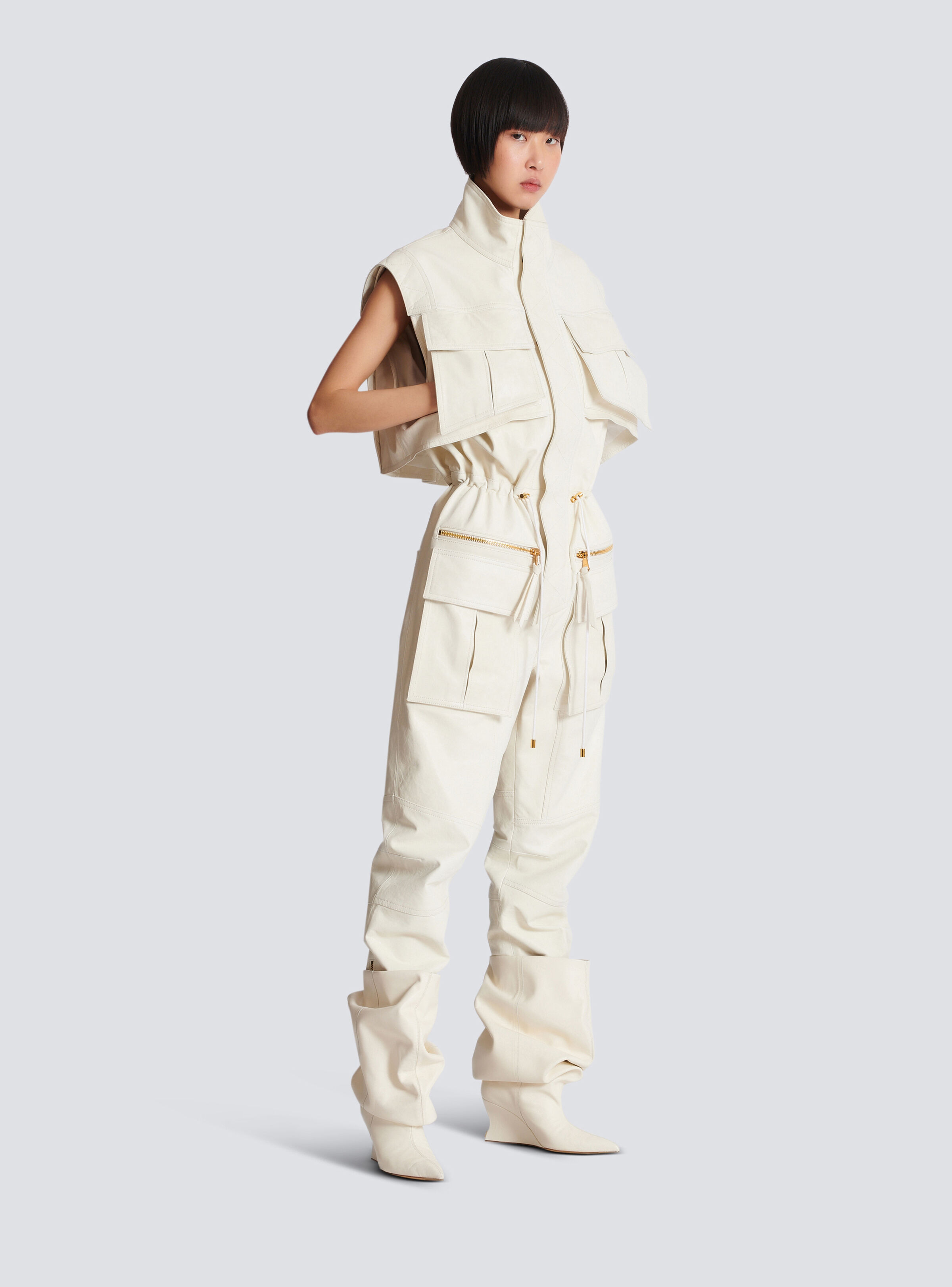 Sleeveless lambskin jumpsuit - 3