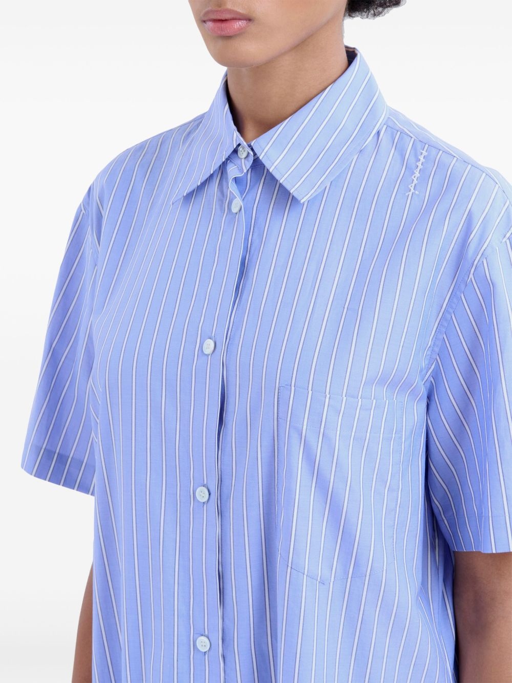 striped shirt mini dress - 4