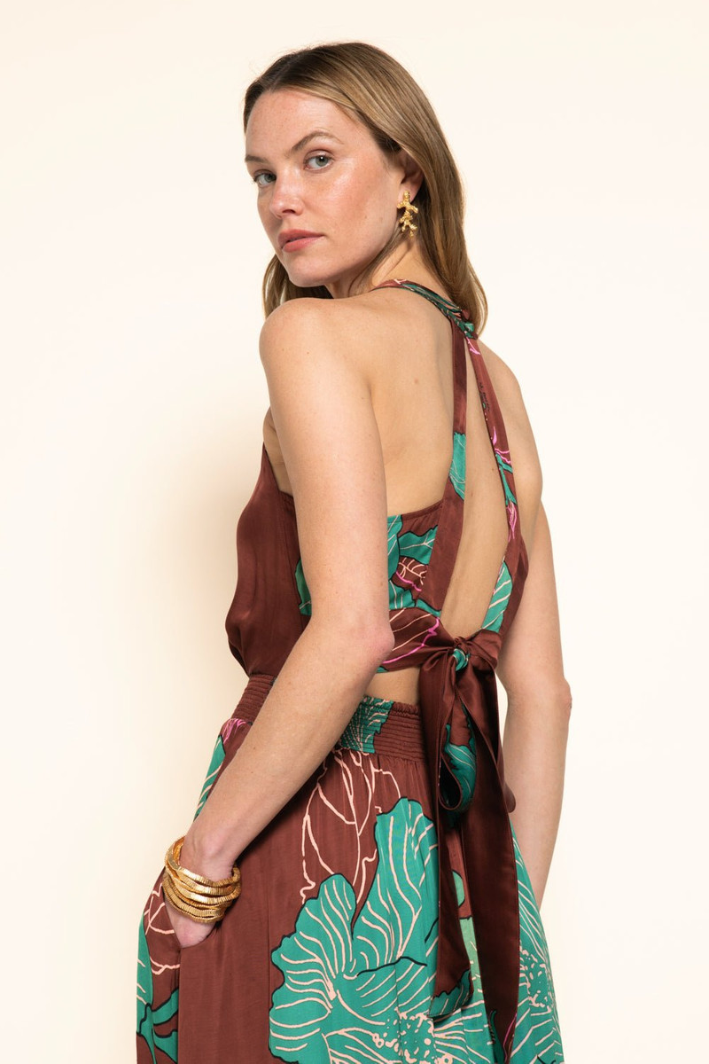 Long Dress Clea - Brown Hibiscus 3