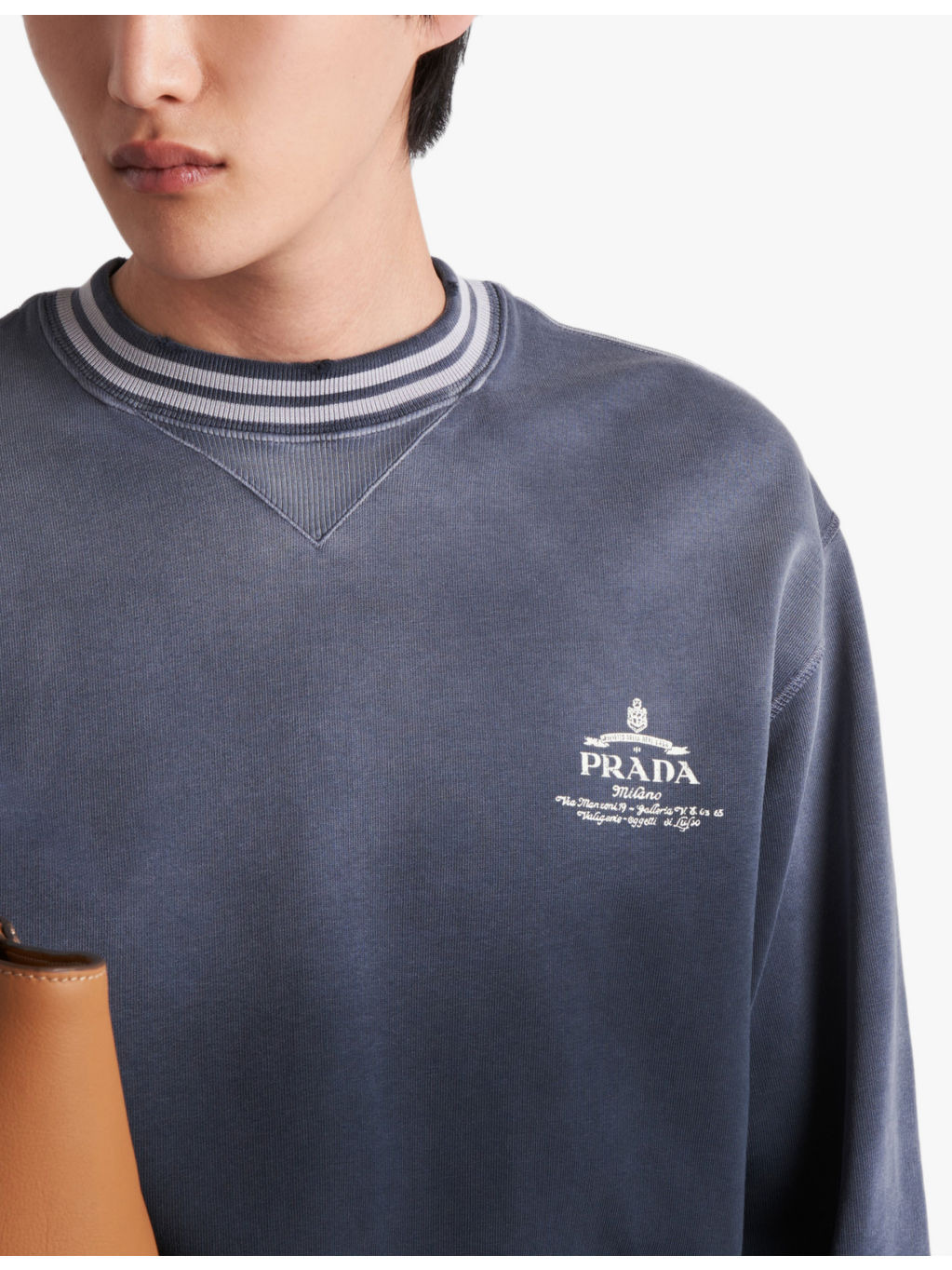 Logo-print contrast-stripe cotton sweatshirt - 5