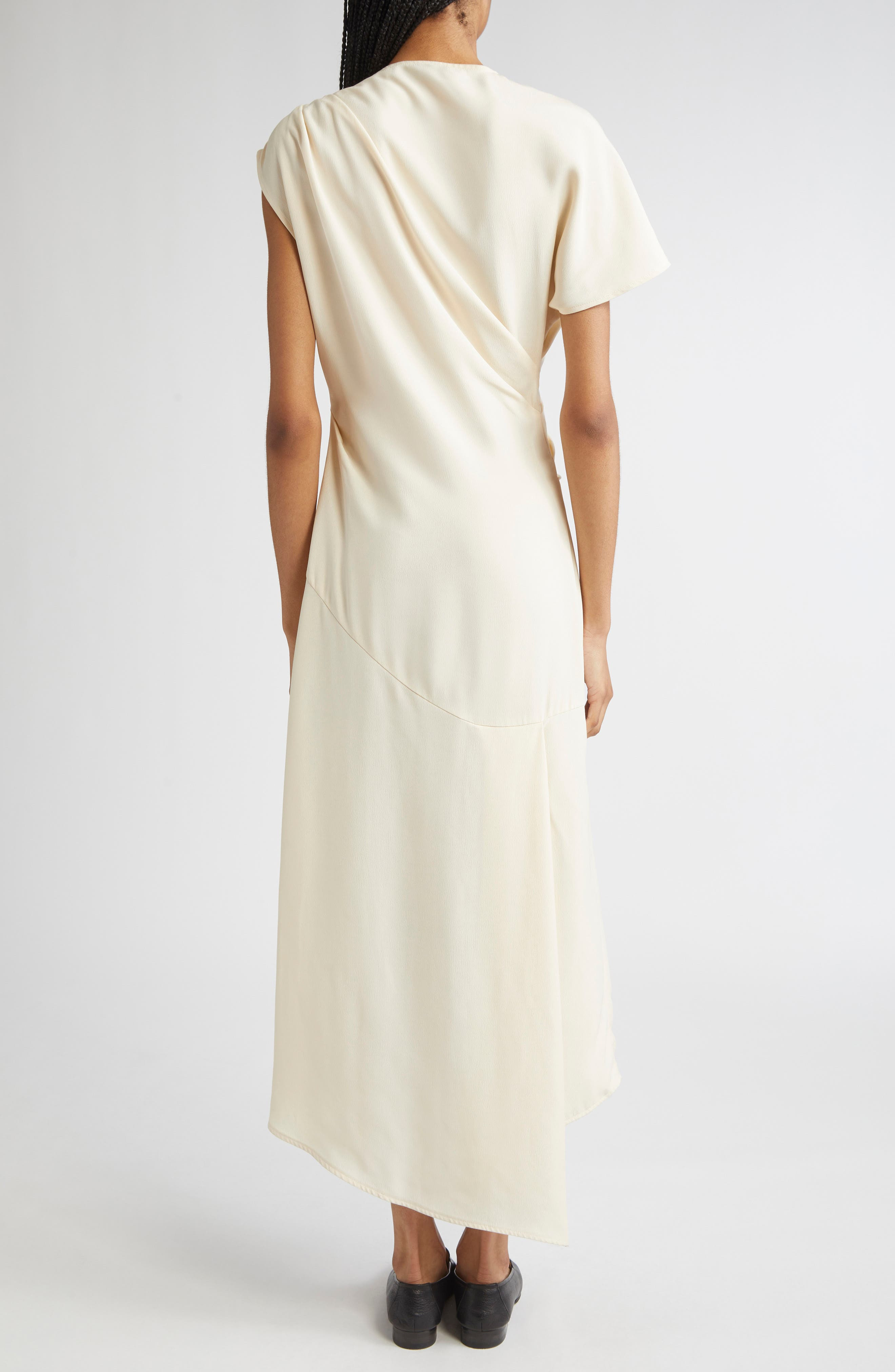 Proenza Schouler Hallie Hammered Viscose Asymmetric Hem Dress in Champagne at Nordstrom - 2