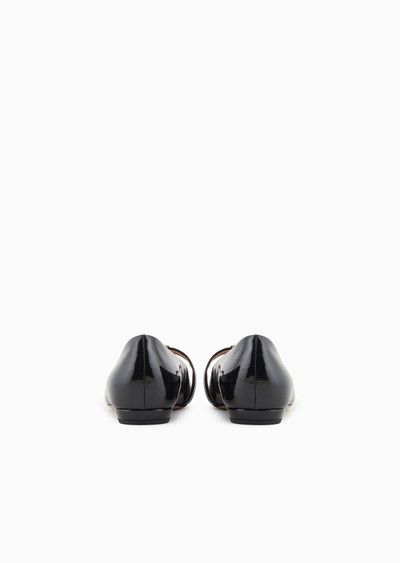 EMPORIO ARMANI Pointed-toe ballerinas in patent leather with an eagle plate outlook