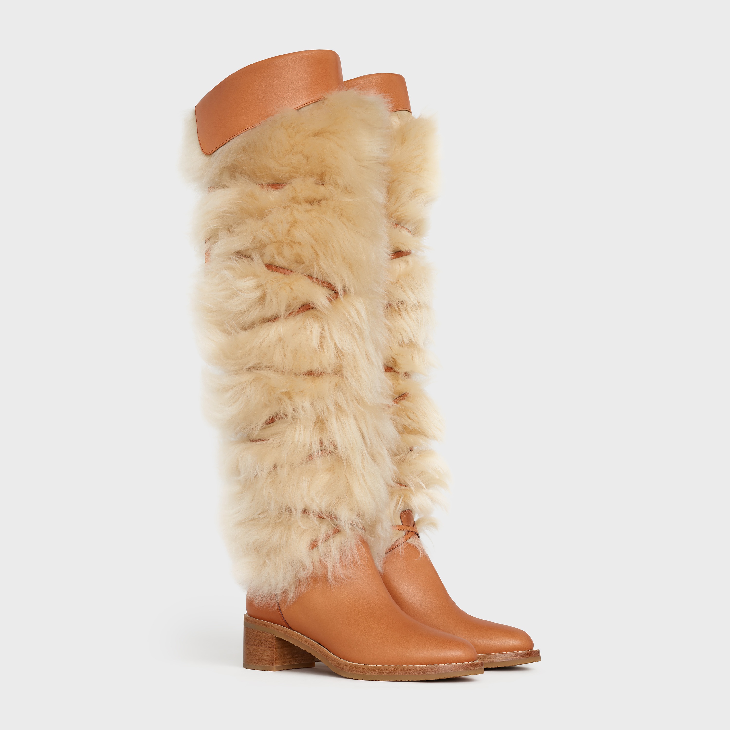 Celine Folco Boot in Lamb fur and Calfskin - 3