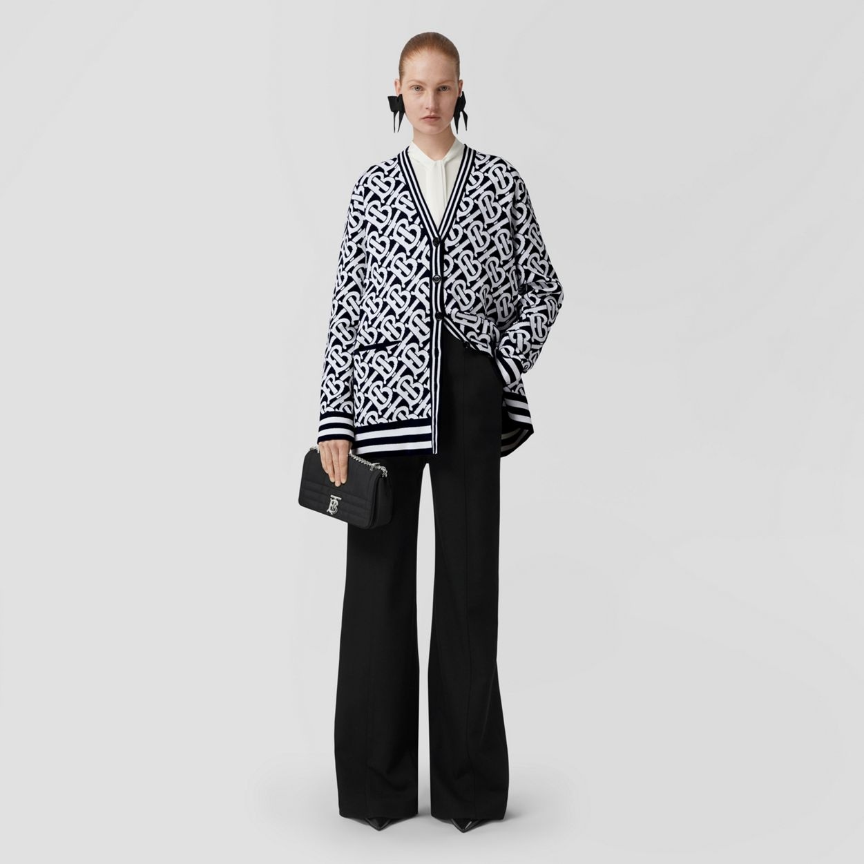 Monogram Wool Blend Jacquard Oversized Cardigan - 6