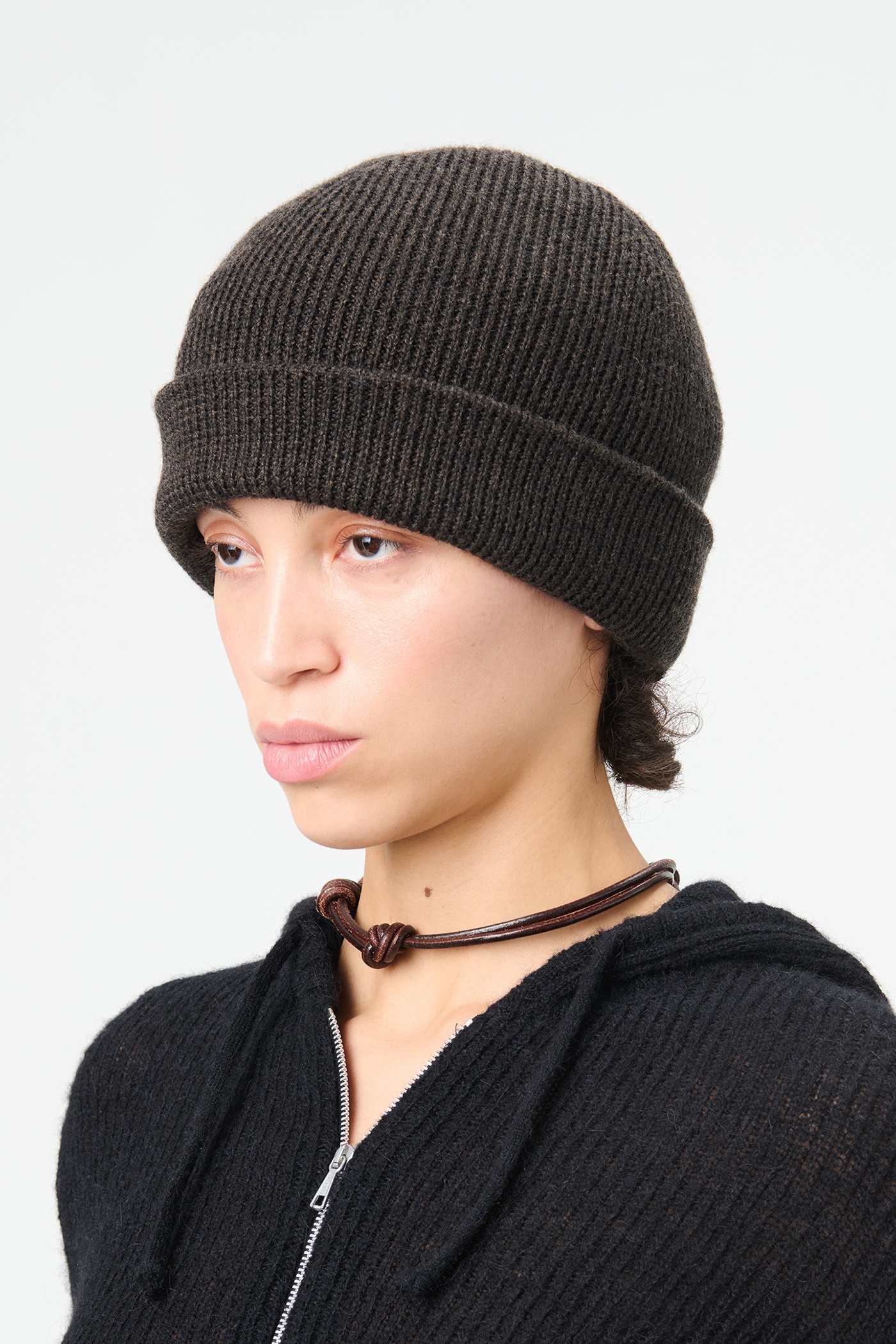 Knit Hat University Brown Rustic Merino - 3