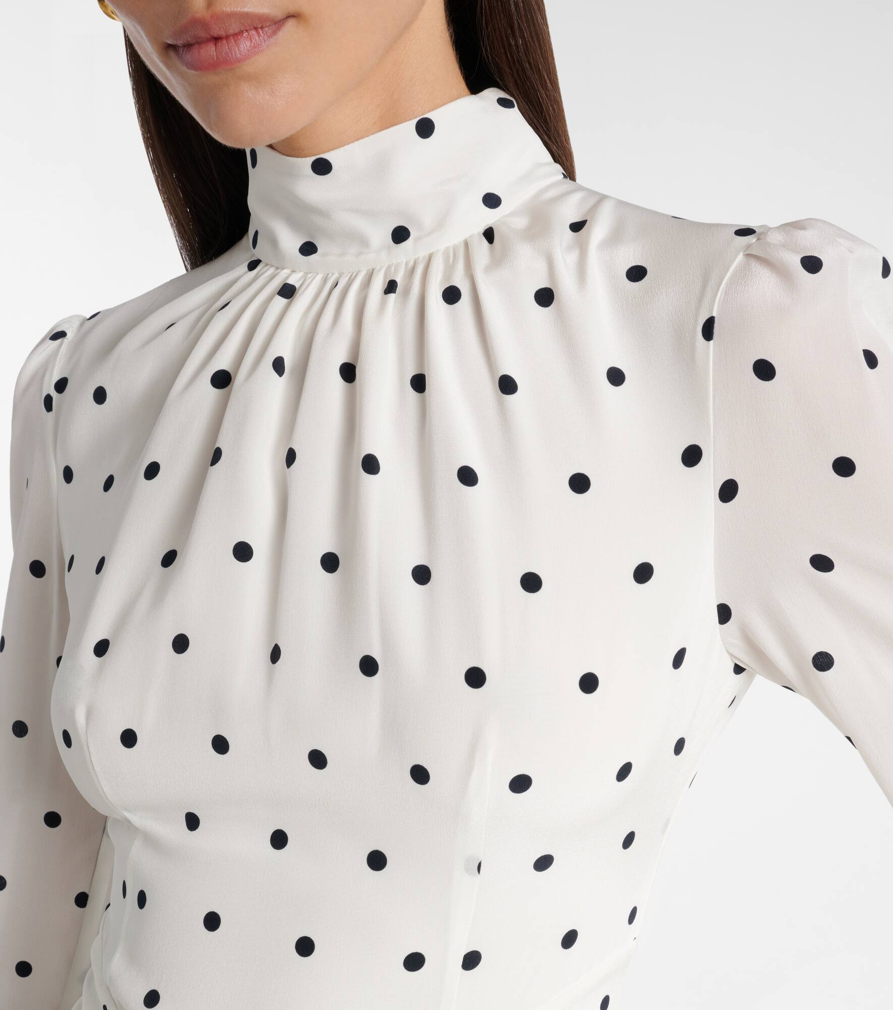 Polka-dot silk midi dress - 4