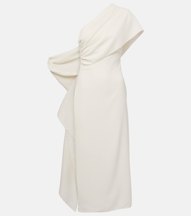 Caped one-shoulder silk crêpe cocktail dress 1