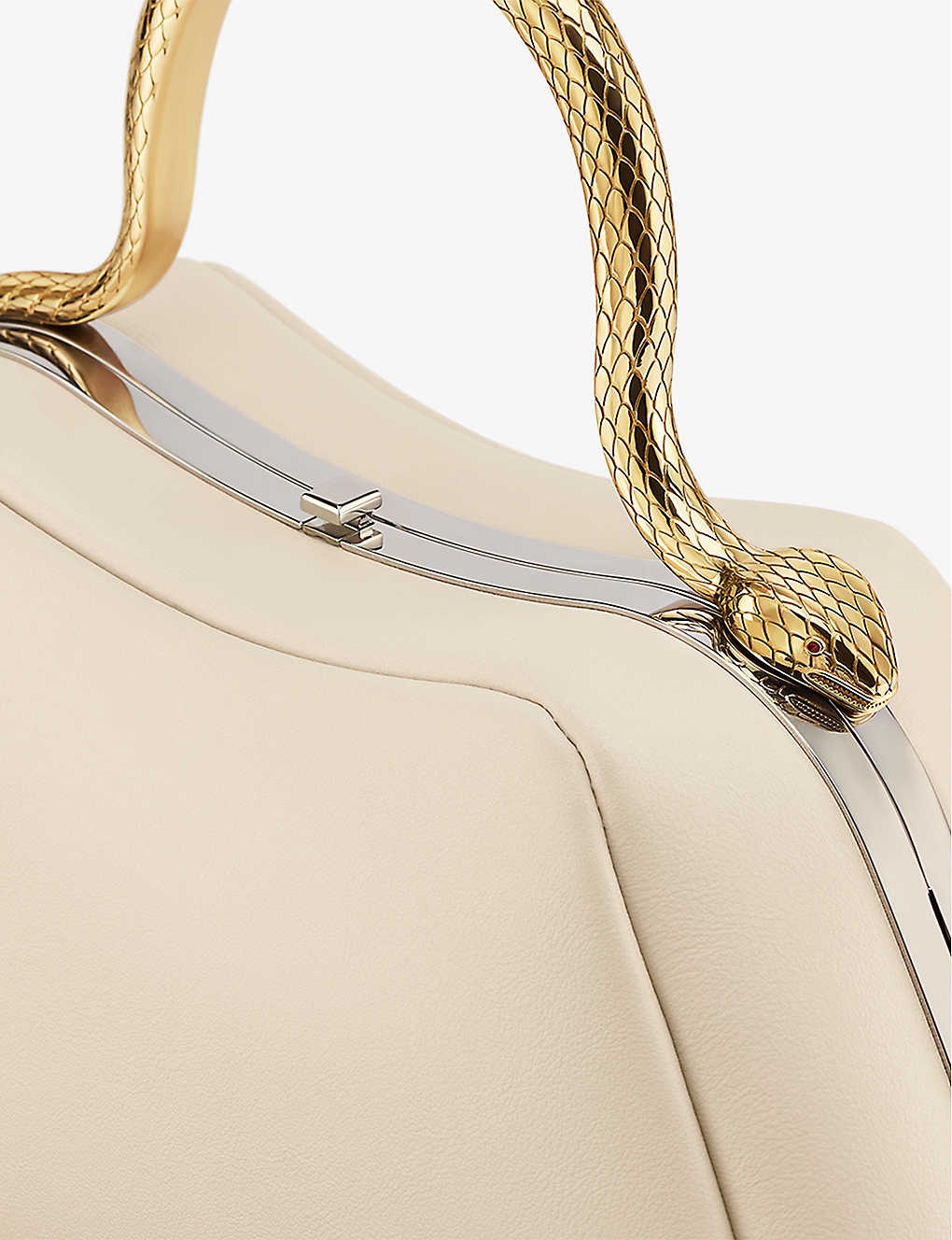 Serpentine leather top-handle bag - 3