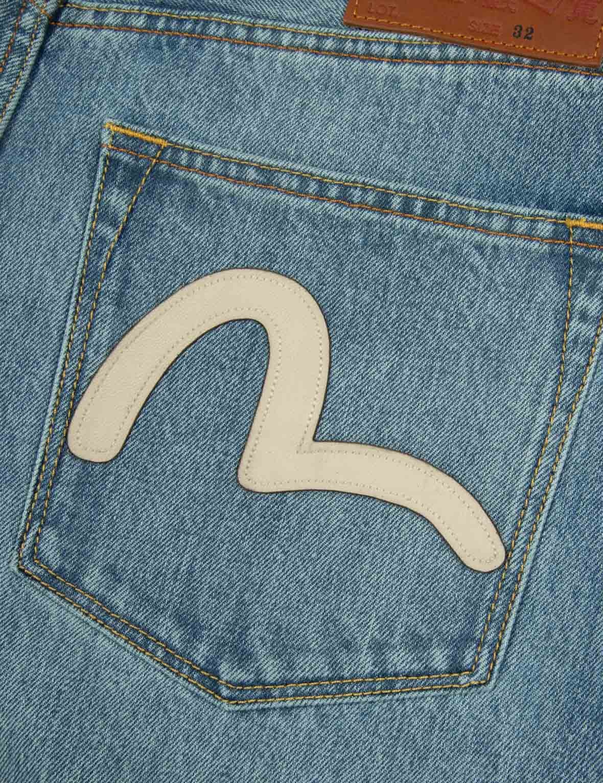 LEATHER INLAY AND SEAGULL POCKETS BAGGY FIT JEANS - 13