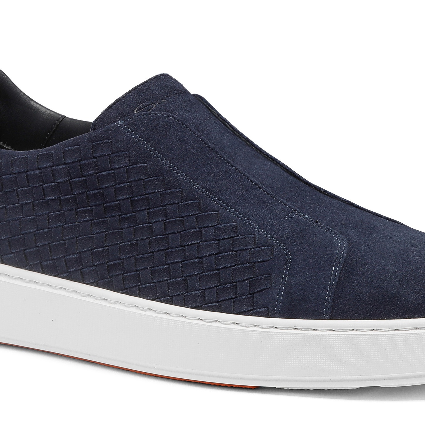 Men's blue woven suede slip-on sneaker - 6