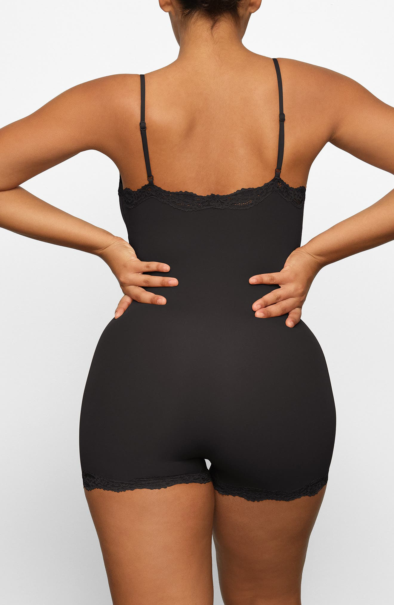 SKIMS Lace Trim Romper in Onyx at Nordstrom - 2