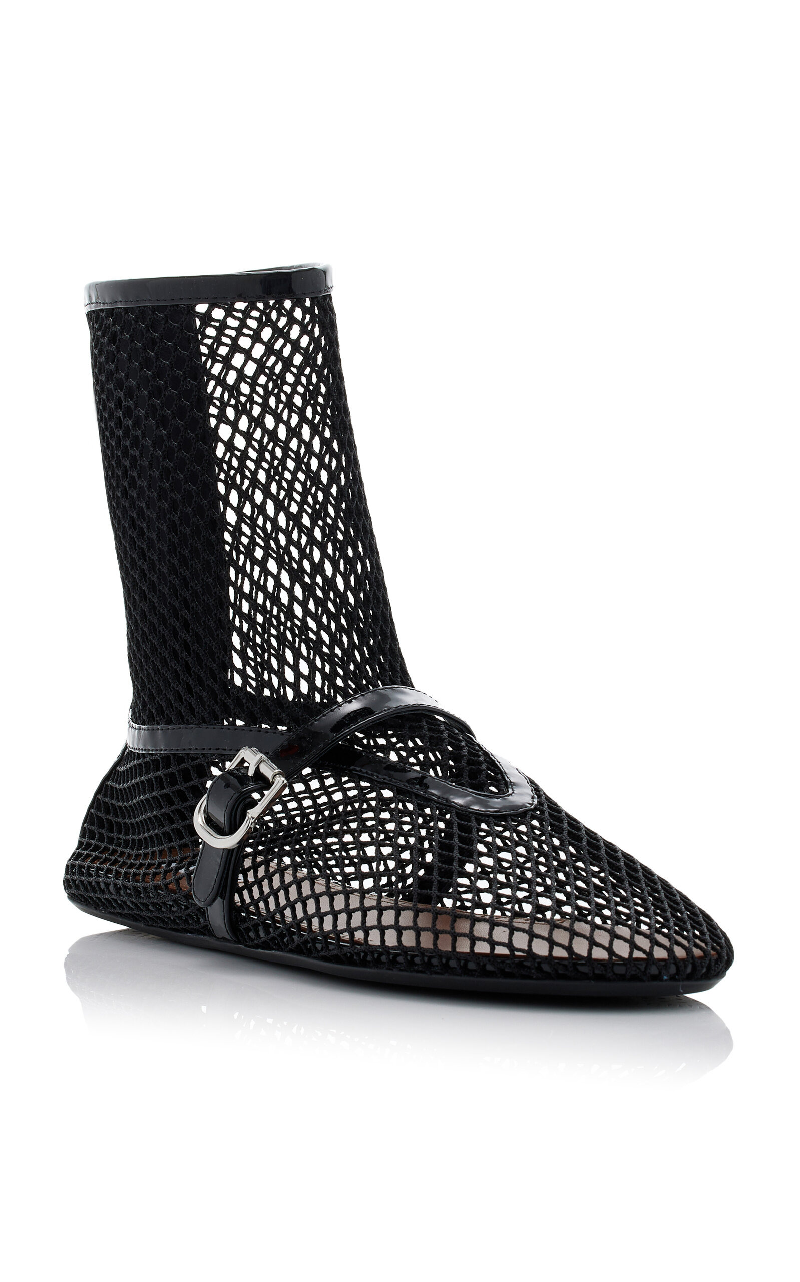 High Ballerinas Mesh Leather Flats black - 3