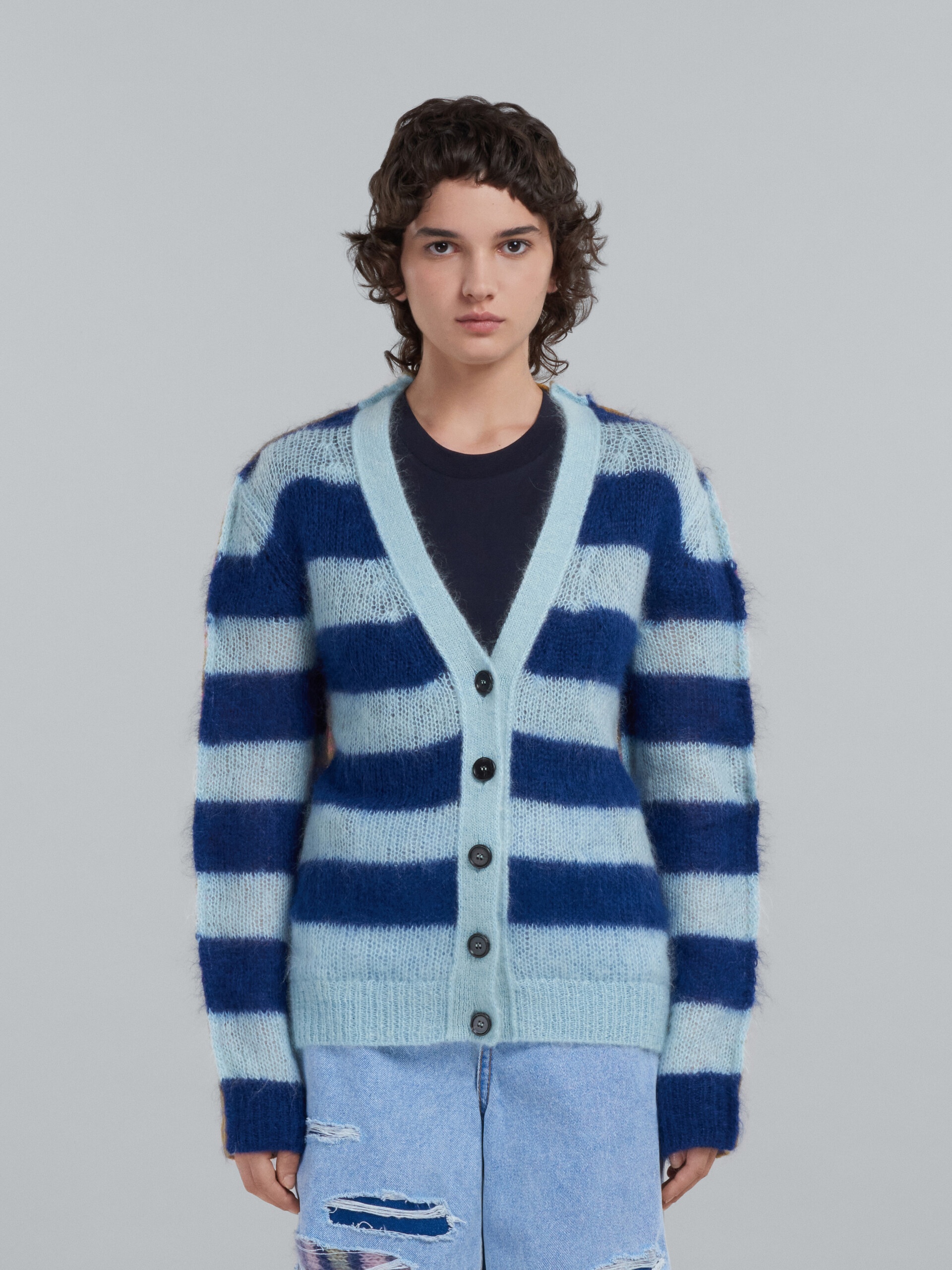 MOHAIR AND WOOL CARDIGAN WITH MULTICOLOUR STRIPES - 2