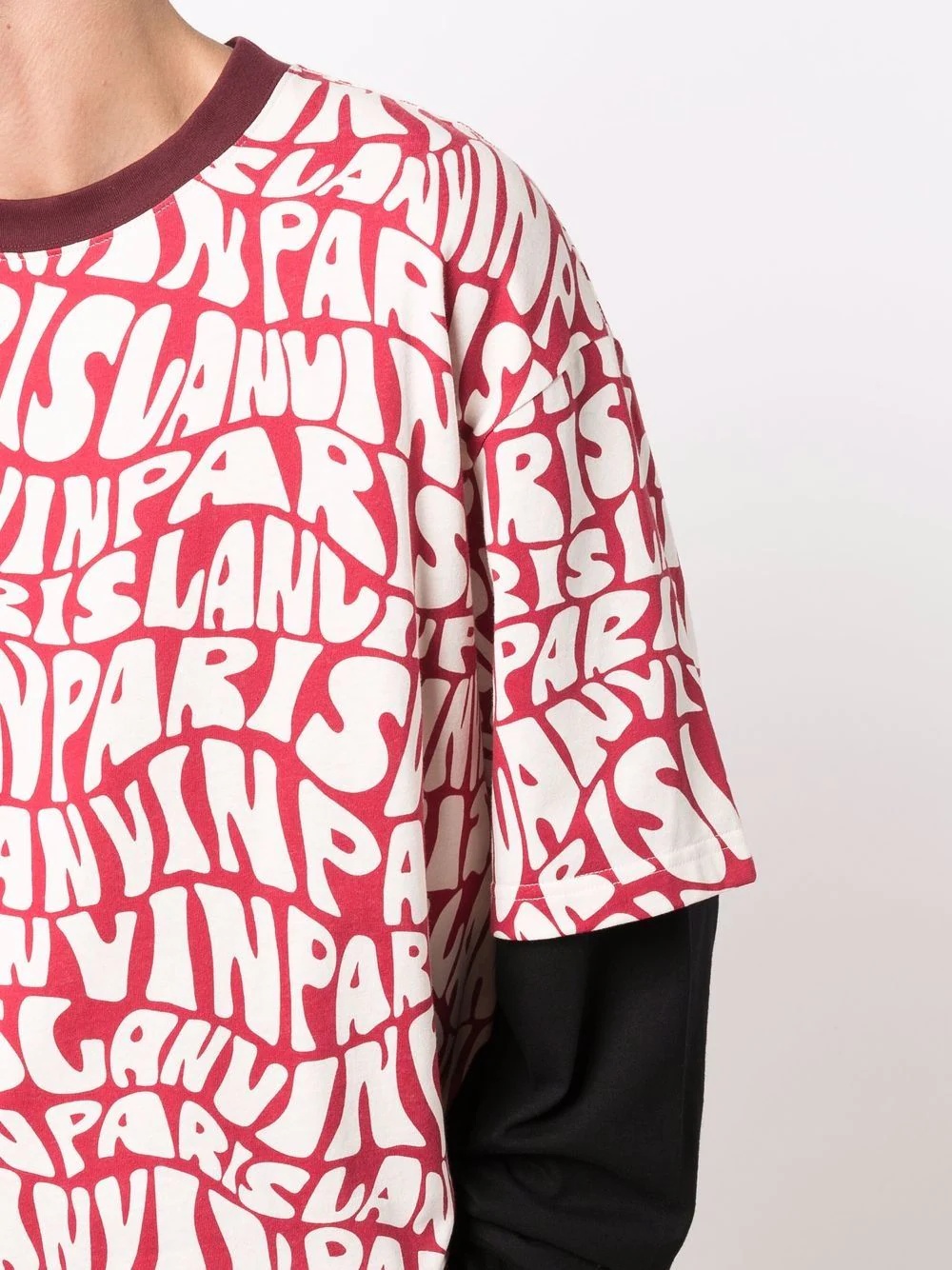 logo pattern layered T-shirt - 5