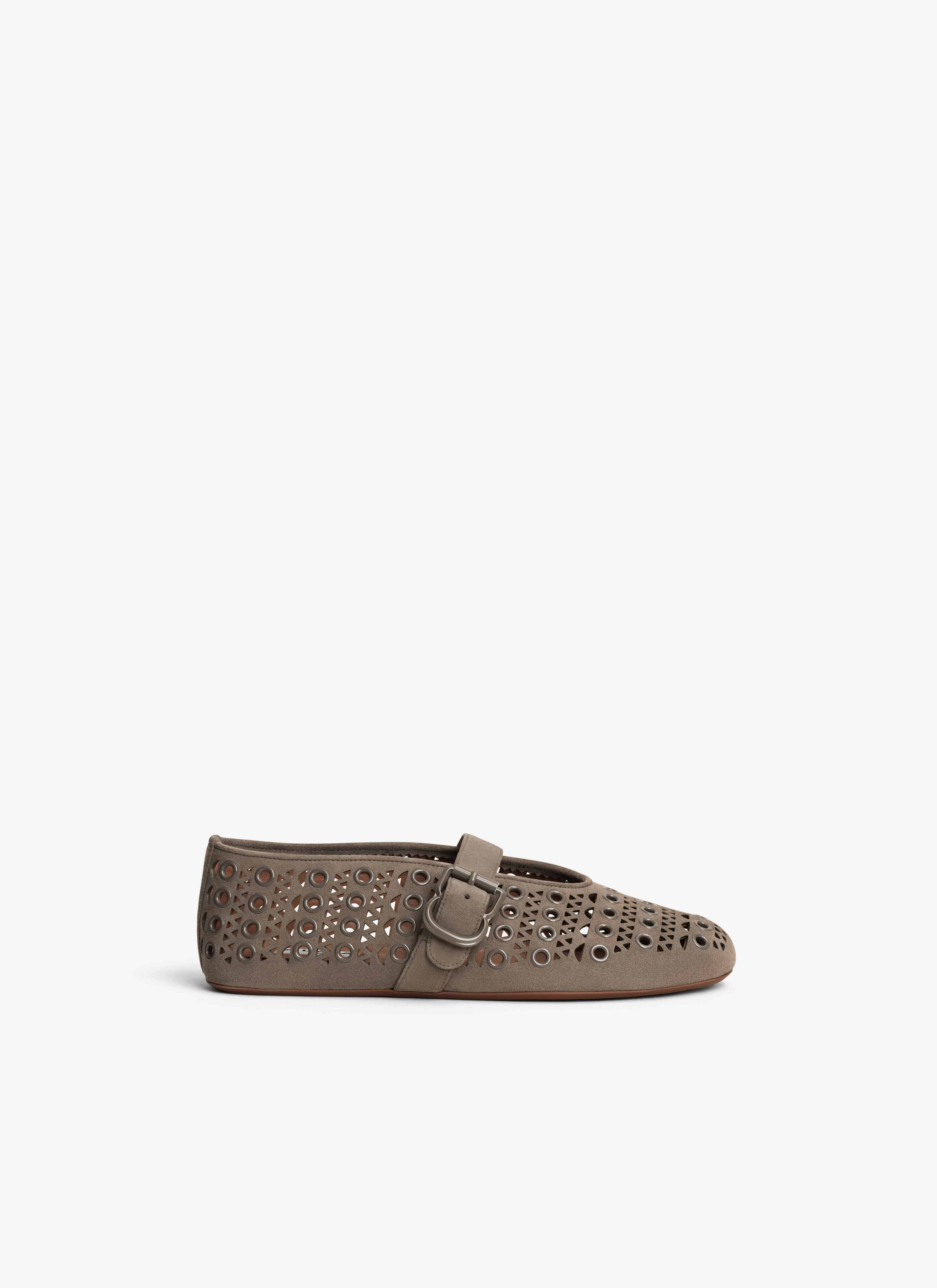 BALLET FLATS IN VIENNE SUEDE WITH EYELETS - 1